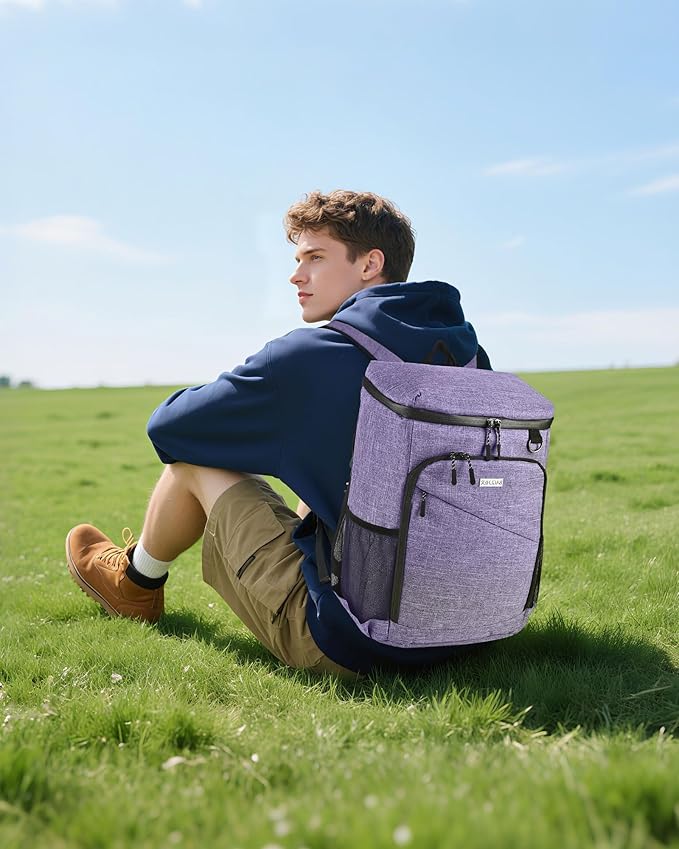 BAGLHER Lightweight Insulated Cooler Backpack - 30 Cans, Leak-Proof for Lunch, Picnic, Hiking, Camping Trips