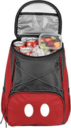 PICNIC TIME Disney Mickey Mouse Backpack Cooler, Insulated Soft Cooler Backpack, Waterproof Lunch Bag, Portable Hiking Backpack Ice Chest for Picnic, Beach, Camping & Travel, (Red with Gray Accents)