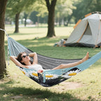 Cute Cat White Daisies Camping Hammock Single Portable Hammocks 330 lbs Capacity with 2 Tree Straps and Attached Carry Bag,Perfect for Outdoor,Indoor,Beach,Camping,Travel