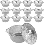JMIATRY 12 Pack Disposable Aluminum Pot with Lid 120OZ Disposable Pots And Pans Round Aluminum Foil Dutch Oven Liners Disposable Cookware For Camping, Vacation Trip, Picnic, Restaurant (3.8QT)