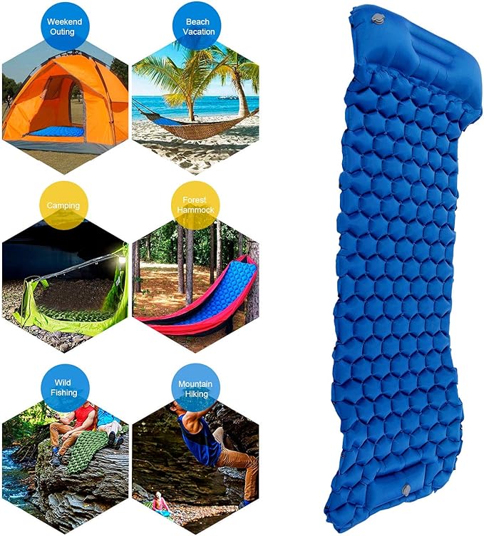 Sleeping Pad for Camping,Self Inflating Sleeping Pad Camping,Ultralight Sleeping Mat for Camping,Backpacking,Hiking Lightweight Compact Camping Air Mattress, for Tent(Royal Blue)