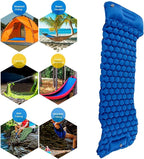 Camping Sleeping Pad Mat, Lightweight Inflatable Mattress, Sturdy 40D Nylon Fabric, TPU Laminate, for Tent Hiking Travel, Foldable Compact, Comfortable 3D Design (Blue)