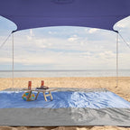 WEKAPO Beach Tent Sun Shelter - Easy Setup Beach Canopy with 4 Sturdy Poles, Large Sandbags and Shovel, 7'1'' Tall, Windproof Sun Shade for Backyard and Camping, UPF 50+ Protection