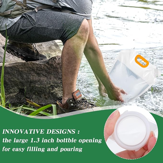 12 Pack 1.3 Gallon Collapsible Water Storage Bag Water Container Bag Emergency Jug Foldable Plastic Storage Pouch Freezable Carrier Tank for Outdoor Sport Camping (Clear, Classic)