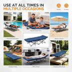 VINGLI Folding Camping Cot Bed,Camping Cots for Adults with Mattress, Foldable Cots for Sleeping with Pillow 1200D Layer Oxford for for Guest,Travel,Hiking-Blue 1P