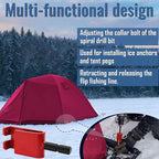 43416 Red Anchor Install Adapter Compatible with Eskimo and All Ice Anchor Drills, Ice Anchor Installation Tool Accessories for Ice Fishing Shelters Tent