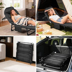 Garvee 79" Portable Folding Bed with Cushion and Pillow, Camping Cot for Adults with Supports 500 Lbs, Lightweight Tent Cot for Patio Beach Indoor Outdoor, Black