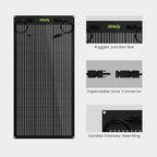 120W Flexible Solar Panel 24V Monocrystalline ETFE Solar Panel Charger 120 Watt for Off-Grid Marine RV Trailer Boat Cabin Van Car Uneven Surfaces