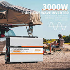 3000 Watt Pure Sine Wave Inverter, DC 12V to AC 120V with LCD Display, Remote Control, USB Port, 4 AC Outlets, and Terminal Block for RV Boat Camping Solar System and Home Use