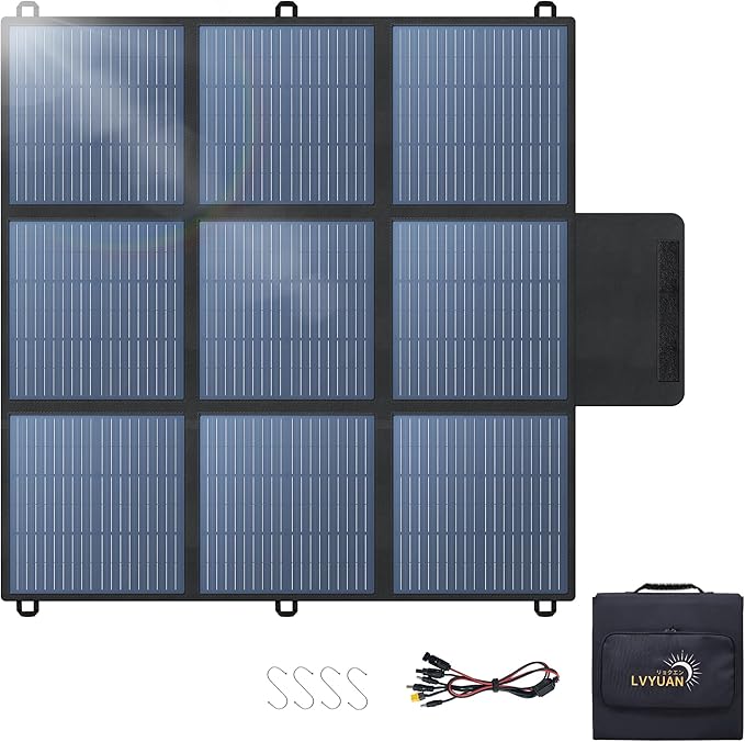 LVYUAN 300W Portable Solar Panel, 24V Foldable Pillow-Sized Solar Panel IP64 Waterproof, Upgraded 23% Efficiency for Solar Power Station Generator for Outdoor Camping Backpacking Hiking