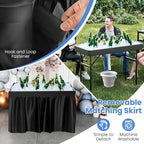 Giantex 4 FT Folding Ice Cooler Table with Drain & Bucket, Removable Skirt, No Assembly, Portable Fill and Chill Table for Food Drink Beverage, Foldable Party Ice Bin for Camping BBQ, Black
