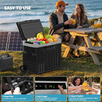 Kndko 12 Volt Car Refrigerator, 42 Quart Dual-Zone Portable Electric Cooler, Large Car Fridge 12V/24V DC/100-240V AC, -4℉~68℉, 12v Cooler with Wheels & Baskets for Road Trip, Truck, Camping