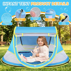 Baby Beach Tent, Pop Up Beach Tent Sun Shade for Beach, UPF 50+ UV Protection Sun Shelters for Infants with Carry Bag for Outdoor Travel, Camping(Blue)