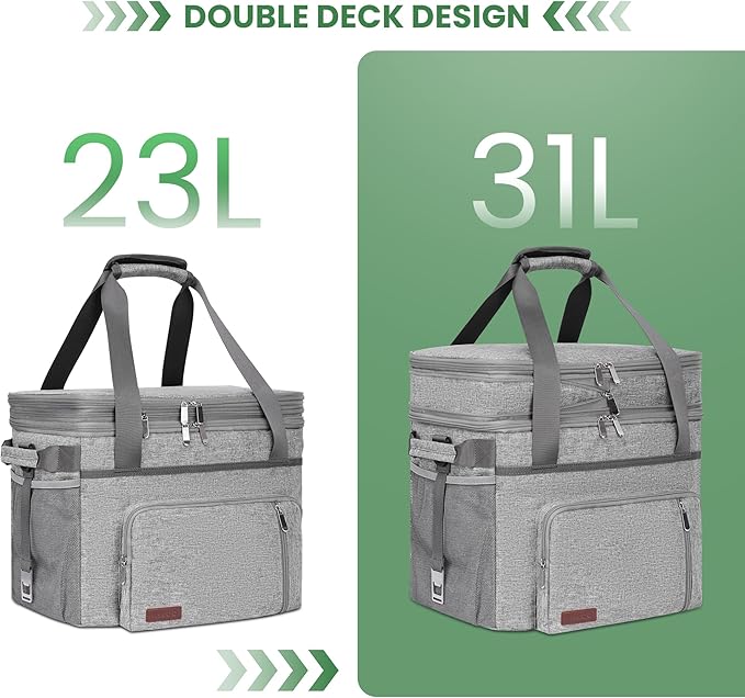 MIYCOO Soft Double Deck Cooler Bag - 60-Can Leakproof Insulated Portable Lunch Cooler, Extra Large Expandable Ice Chest Cooler for Beach, Picnic, Camping, Shopping