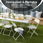 8ft Heavy Duty Portable Folding Table - Plastic Dining Table Indoor/Outdoor White Plastic Table for Parties, BBQs, and Camping