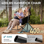 EVER ADVANCED Padded Oversized Hammock Camping Chair, Compact Heavy Duty Swing Chair with Multi-Storage Pockets, Portable Folding Rocking Camping Chair, Support Up to 400lbs, Black