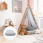 Geetery Kids Air Mattress Toddler Inflatable Airbed 55x27.6x8.7 Inch Foldable Comfort Flocked Blow up Bed with Patch Kit Portable Sleepover Mattresses for Home Travel Camping Party(Gray, 4 Pcs)