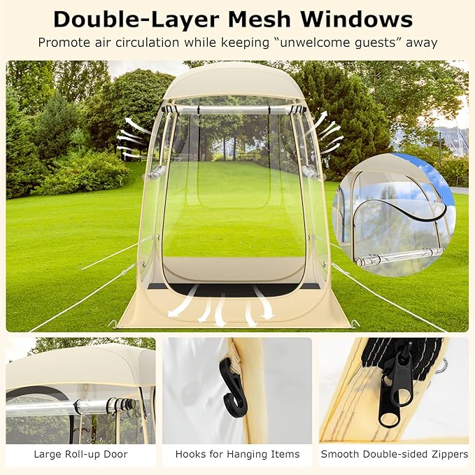 Goplus Sports Tent, Instant Pop up Weatherproof Shelter, Portable & Foldable Outdoor Clear View Bubble Tent w/Carrying Bag, Floor Mat, Watch Sports Events Camping (1-2 Person 4.2 x 4.2 ft)