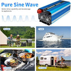 5000W Pure sine Wave Inverter DC 12V to AC 110V/120V Converter 10000w (Peak) with LCD Display Wireless/Wired Remote Control 4AC outlets 4USB and Hardwired AC.Ideal for RV Travel Off-Grid Solar Systems