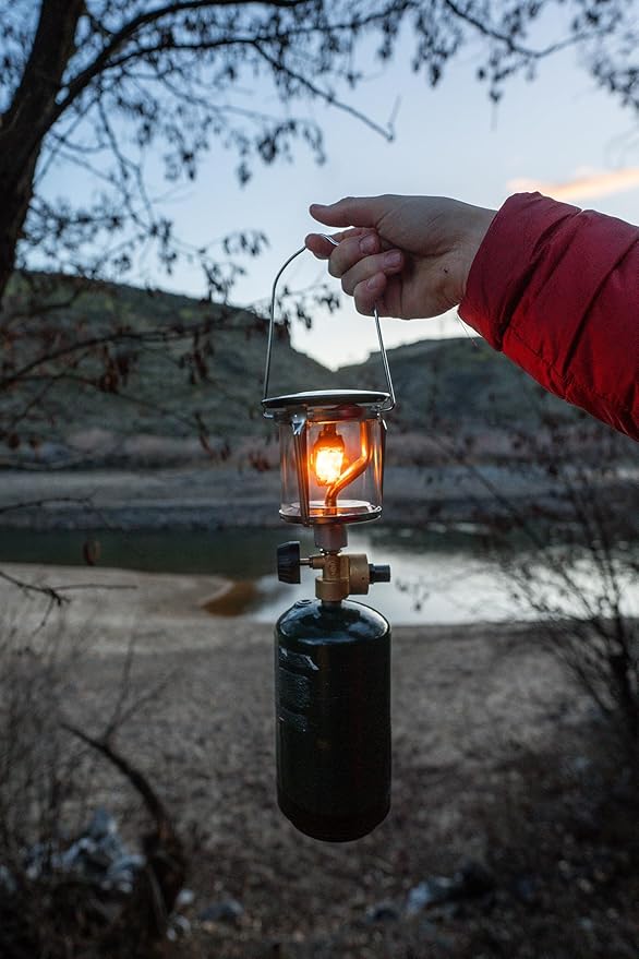 Stansport Propane Mantel Lantern – Outdoor Light with Adjustable Brightness, Carry Handle, Ventilated Hood, High-Output, Portable, for Emergency, Backpacking, Camping – Mantels Included