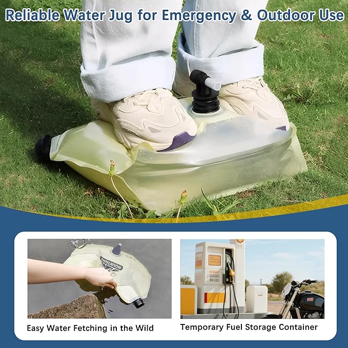 Water Jug Camping 2.1 Gallon Collapsible with Spigot, BPA Free Portable Water Pouch Foldable Water Bags for Outdoor Hiking, Travel and Emergency & Water Storage Containers (Beige-2Pcs)