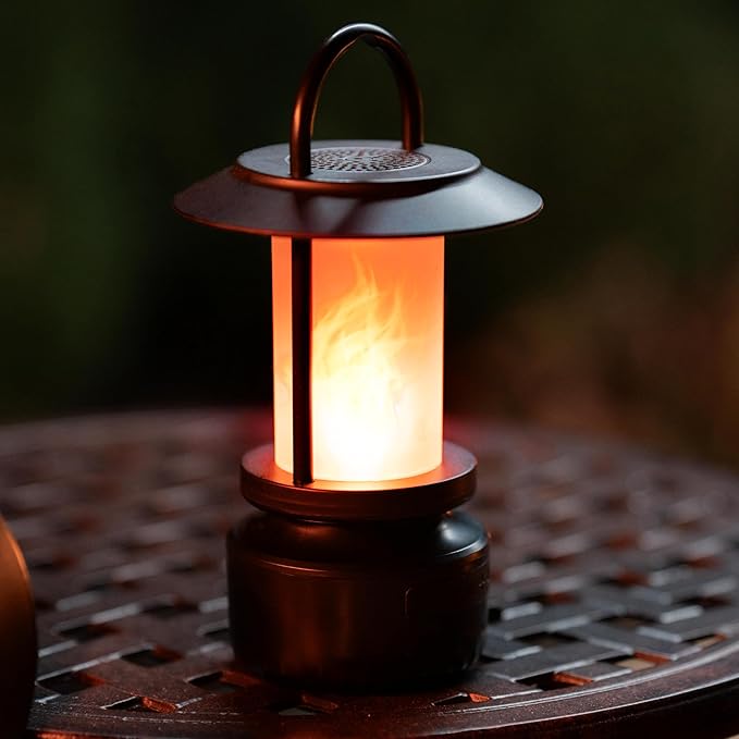 FoxFlame Bluetooth Outdoor Speakers-Realistic LED Flame with 13Color Options, Powerful 5W Sound,Wireless Outdoor Speakers with Deep Bass for Parties,Camping,Tailgating & Home Ambience (1Pack)