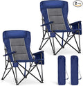 ALPHA CAMP Heavy Duty High Back Camping Chairs with Cup Holder Oversized Folding Chair Outdoor Chair with Headrest,Lawn with Side Pocket for Lawn, Sports and Fishing, 500lbs