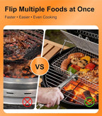 Grill Basket Set for Outdoor Grilling - Large Capacity Fish Grill Basket & Grilling Rack - Food Grade Stainless Steel Portable Flat Basket with Removable Handle for Vegetables, Shrimp & Camping (XL+L)