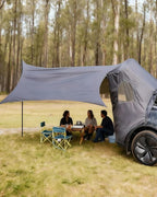 Camping Tent with Canopy for Tesla Model Y 2020-2024 Accessories [UPF50+ & Waterproof PU 3000mm] 420D Oxford Fabric Car Tailgate Shade Awning with Screen Net Suitable for 7-8 Person - Grey