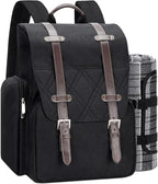 Picnic Backpack for 4 Person with Large Insulated Cooler Bag, Picnic Basket Set with Wine Pouch, Waterproof Picnic Blanket & Cutlery Set. Perfect for Beach, Camping, Party,Wedding Gift for Couple.