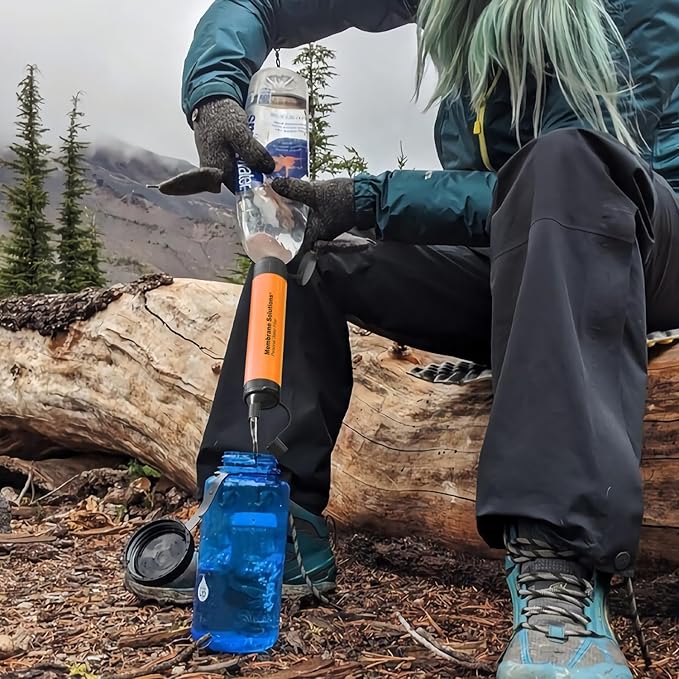 Membrane Solutions Straw Water Filter S1, NSF/ANSI 42&372&401 certificated, Survival Filtration Portable Gear, Emergency Preparedness, Supply for Drinking Hiking Camping Team Family Outing