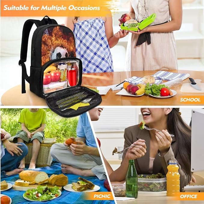 Soocer Backpack for School Boys Bookbag and Pencil Bag for Middle School Elementary Schoolbags, 2 Pcs School Bag with Lunch Box Compartment