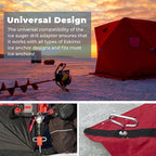 43416 Anchor Install Adapter Compatible with Eskimo Auger,Ice Anchor Drill Adapter for Setting Up Ice Fishing Shelter Tent,Red Ice Fishing Tent Accessories