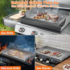 Griddle for Gas Grill, 25"x 16” Universal Fry Pan Metal Flat Top Griddle Plate for Gas Stove/Charcoal/Electric/Gas Grill, Large Stove Top Griddle Insert for Camping, Tailgating and Parties