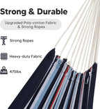 SUNCREAT Hammocks Outdoor Camping Double Hammock, Extra Large 2 Person Hammock for Camping, Navy & Red