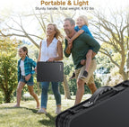 Folding Camping Table, 22" x 15" Picnic Table with 3 Adjustable Height Max 27.5", Matte Black Aluminum Folding Table with Handle for Party, Dining, Garden, Patio, Market