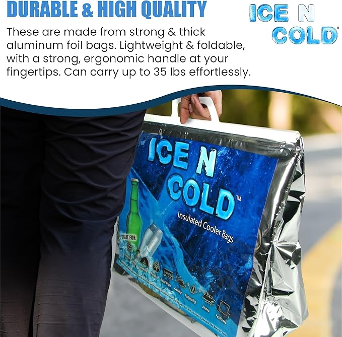 Insulated Picnic/Shopping Cooler Bags for Groceries, Camping, Hiking, Beach, Travel | Lightweight Soft Collapsible | Fast Same Day Shipping