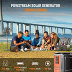 POWSTREAM 296Wh Portable Power Station with Solar Panel 60W Kit Solar Generator with Panels Included AC Outlet 300W Pure Sine Wave Solar Power Bank for Camping Home Power Outage Hunting Outdoor RV Van