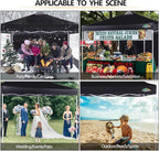 COBlZI 10x10 Pop Up Canopy Tent with 4 Removable Sidewalls, Waterproof Commercial Easy Adjustable Gazebo Tent with Air Vent, 4 Sandbags, 4 Stakes & 8 Ropes（Outdoor Tents for Parties/Exhibition,Black