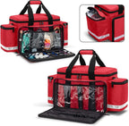 Trunab Emergency Responder Trauma Bag Empty, Professional First Aid Kits Storage Medical Bag with Inner Dividers and No-Scratch Bottom, Ideal for EMT, EMS, Paramedics, Red, BAG ONLY