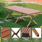 Camping Table Folding, 132 lbs Capacity & 11 lbs Lightweight, 45.5x23.2 Inch Portable Roll Up Low Picnic Table with Carry Bag for 4-6 Person, Beach, Backyard, BBQ, Camping