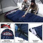 REDCAMP Flannel Sleeping Bag for Adults, Comfortable Cotton Sleeping Bags for Camping with Detachable Hood, Red/Grey/Blue/Black