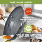 GreenPan Valencia Pro Ceramic Nonstick 12” Frying Pan Skillet, Hard Anodized PFAS-Free Cookware, Induction Ready, Compatible on All Cooktops, Eggs & Omelets, Dishwasher Safe, Oven Safe to 600F, Gray