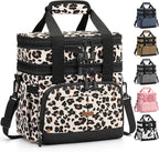 Lunch Box For Men Women Double Deck Insulated Lunch Bag For Men Woman Leakproof Expandable Cooler Bag with Adjustable Shoulder Strap for Work Picnic School(Leopard,Medium)