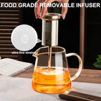 Glass Teapot 18.6oz/550ml, Tea Pot with Removable Infusers for Loose Tea, Borosilicate Glass Tea Kettle Tea Maker Stovetop for Camping, Tea Infuser for Loose Leaf Tea Travel