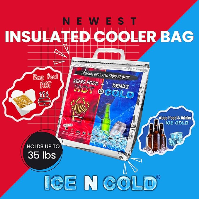 Insulated Picnic/Shopping Cooler Bags for Groceries, Camping, Hiking, Beach, Travel | Lightweight Soft Collapsible | Fast Same Day Shipping