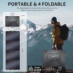 400W Portable Solar Panel, Lightweight Foldable Solar Panel with Adjustable Kickstand, Suitcase with Handle, Solar Charger for Camping, Outdoor Activities