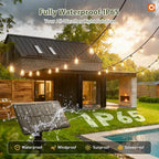 addlon 33(27+6) FT Solar String Lights Waterproof,Patio Light Solar Powered with Remote& USB Port 9+1 LED Shatterproof Bulbs 3 Lighting Modes Outdoor for Camping Backyard Garden