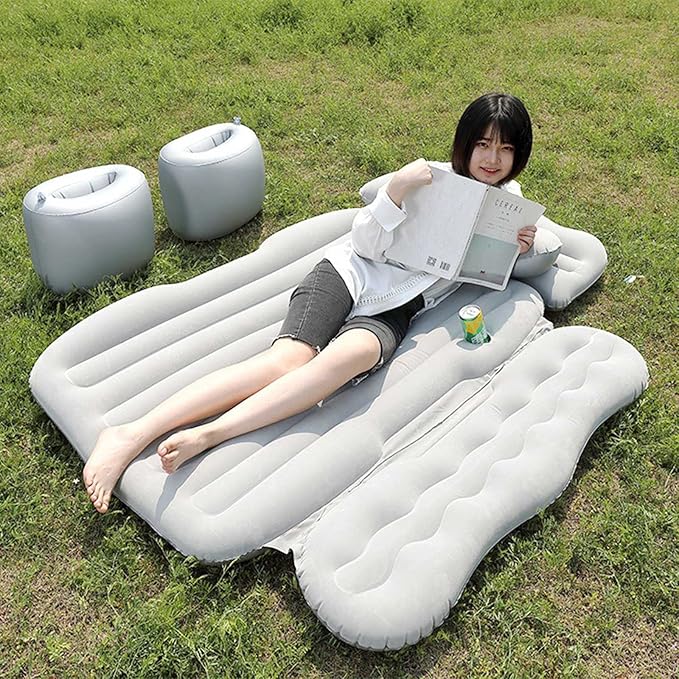 Bed Car Mattress Camping Mattress, Inflatable Thickened Car Air Bed with Air Pump Portable Sleeping Pad Mattress for Home Car Travel Camping,Grey