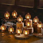 Ferraycle 12 Pcs Mini Lantern Decor 4 Inch Western Lantern Table Centerpiece Small Vintage Camping Hanging Lamp Ornaments Bulk for Cowboy Cowgirl Wedding Halloween Christmas (4 Inch,Brown)
